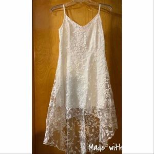 Lace Embroidered Sling Irregular Dress